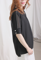 Pearls Top with Organza Sleeves