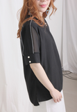 Pearls Top with Organza Sleeves