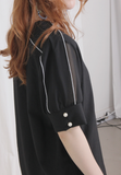 Pearls Top with Organza Sleeves