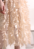 (Korean) Fringing Trims Mesh Layer Skirt – Beige