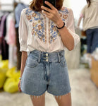 Floral Embroidered Top (2 colours) (pre order)