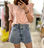 Embroidered Shoulder Top (3 colours) (pre order)
